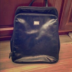 Perlina Black Leather Backpack purse